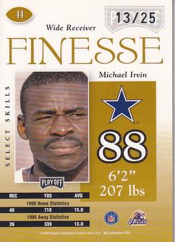 1999 Playoff Contenders SSD - Finesse Gold #44 Michael Irvin Back
