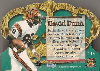 1995 Pacific Crown Royale #114 David Dunn Back