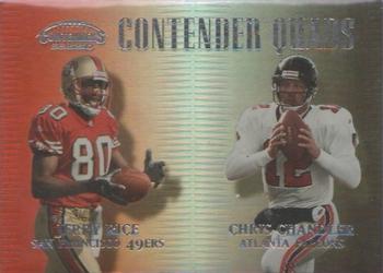 1999 Playoff Contenders SSD - Quads #CQ-2 Jerry Rice / Chris Chandler / Jamal Anderson / Steve Young Front