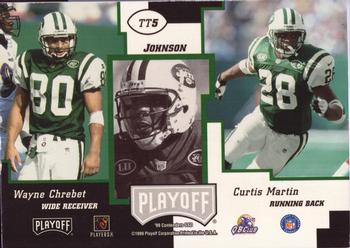 1999 Playoff Contenders SSD - Triple Threat #TT5 Keyshawn Johnson / Wayne Chrebet / Curtis Martin Back