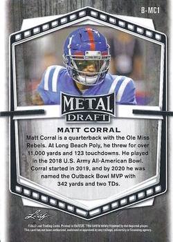 2022 Leaf Draft - Metal Crystal Red White & Blue #B-MC1 Matt Corral Back