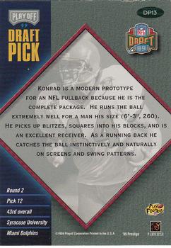 1999 Playoff Prestige SSD - Draft Picks #DP13 Rob Konrad Back
