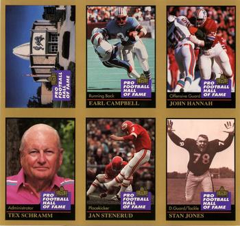 1991 Enor Pro Football HOF - Promo Sheet #1-6 Pro Football Hall of Fame / Earl Campbell / John Hannah / Stan Jones / Jan Stenerud / Tex Schramm Front