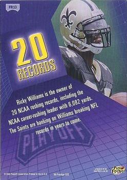 1999 Playoff Prestige SSD - For the Record #FR10 Ricky Williams Back