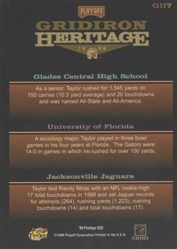 1999 Playoff Prestige SSD - Gridiron Heritage #GH7 Fred Taylor Back