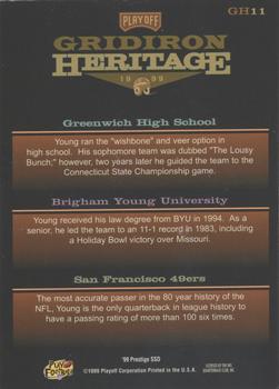 1999 Playoff Prestige SSD - Gridiron Heritage #GH11 Steve Young Back