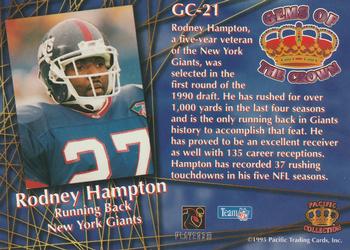 1995 Pacific - Gems of the Crown #GC-21 Rodney Hampton Back