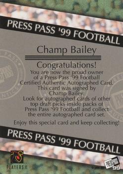 1999 Press Pass - Autographs #NNO Champ Bailey Back