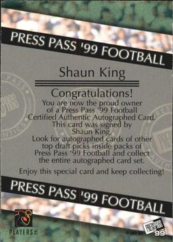 1999 Press Pass - Autographs #NNO Shaun King Back