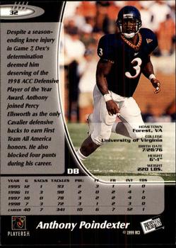 1999 Press Pass - Paydirt Silver #32 Anthony Poindexter Back