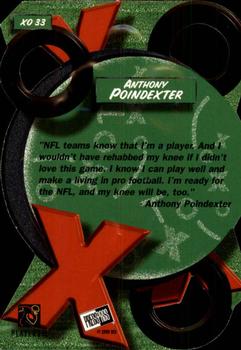 1999 Press Pass - X's and O's #XO33 Anthony Poindexter Back