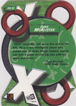 1999 Press Pass - X's and O's #XO31 Chris McAlister Back