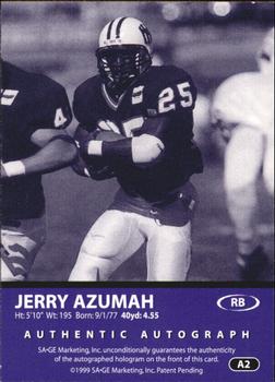 1999 SAGE - Autographs Bronze #A2 Jerry Azumah Back