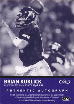 1999 SAGE - Autographs Bronze #A32 Brian Kuklick Back