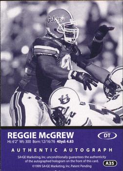 1999 SAGE - Autographs Bronze #A35 Reggie McGrew Back