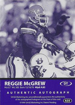 1999 SAGE - Autographs Gold #A35 Reggie McGrew Back
