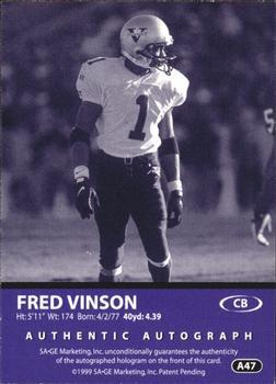 1999 SAGE - Autographs Gold #A47 Fred Vinson Back