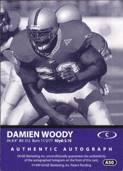 1999 SAGE - Autographs Gold #A50 Damien Woody Back
