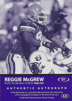 1999 SAGE - Autographs Platinum #A35 Reggie McGrew Back