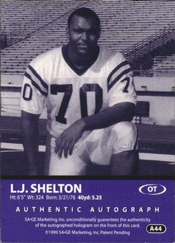 1999 SAGE - Autographs Platinum #A44 L.J. Shelton Back