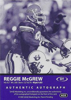 1999 SAGE - Autographs Red #A35 Reggie McGrew Back