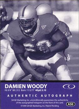 1999 SAGE - Autographs Red #A50 Damien Woody Back