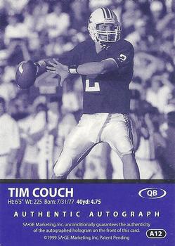 1999 SAGE - Autographs Silver #A12 Tim Couch Back
