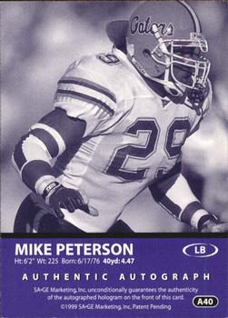 1999 SAGE - Autographs Silver #A40 Mike Peterson Back