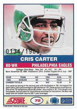 1999 Score - 10th Anniversary Reprints Autographs #72 Cris Carter Back