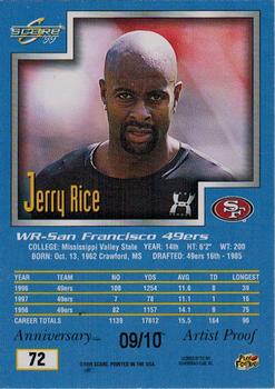 1999 Score - Artist's Proofs #72 Jerry Rice Back