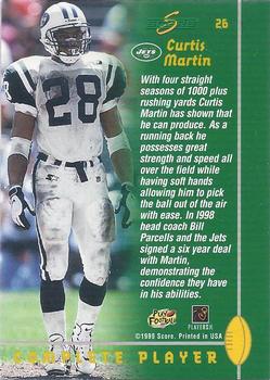 1999 Score - Complete Players #26 Curtis Martin Back