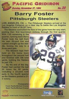 1995 Pacific Gridiron #20 Barry Foster Back
