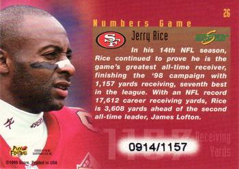 1999 Score - Numbers Game #26 Jerry Rice Back
