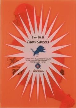 1999 SkyBox E-X Century - Bright Lights Orange #6 BL Barry Sanders Back