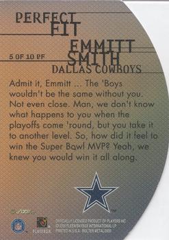1999 SkyBox Molten Metal - Perfect Fit #5PF Emmitt Smith Back