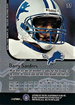 1999 SkyBox Molten Metal - Player's Party #11 Barry Sanders Back