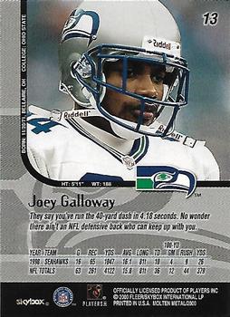 1999 SkyBox Molten Metal - Player's Party #13 Joey Galloway Back