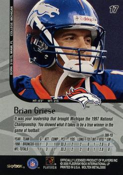 1999 SkyBox Molten Metal - Player's Party #17 Brian Griese Back