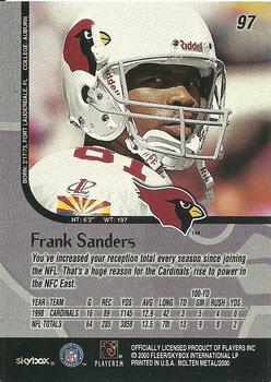 1999 SkyBox Molten Metal - Player's Party #97 Frank Sanders Back