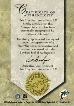 1999 SkyBox Premium - Autographics #NNO James Johnson Back