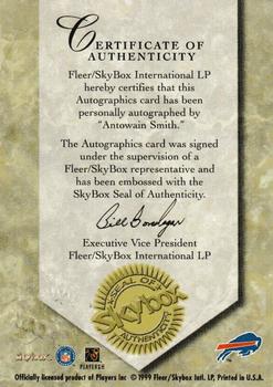 1999 SkyBox Premium - Autographics #NNO Antowain Smith Back