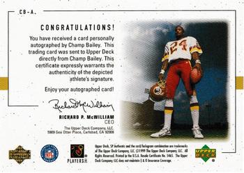 1999 SP Authentic - Player's Ink Green #CB-A Champ Bailey Back