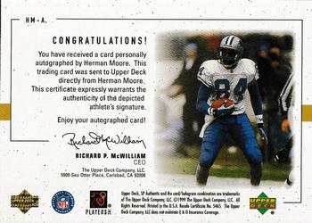 1999 SP Authentic - Player's Ink Green #HM-A Herman Moore Back