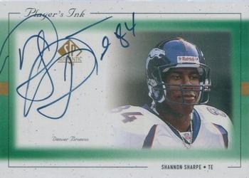 1999 SP Authentic - Player's Ink Green #SS-A Shannon Sharpe Front