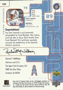 1999 SP Signature - Autographs #FW Frank Wycheck Back