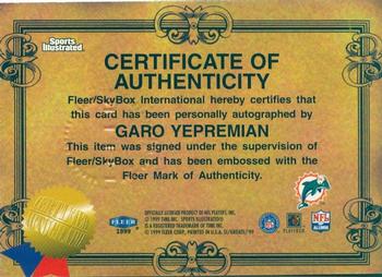 1999 Sports Illustrated - Autographs #NNO Garo Yepremian Back