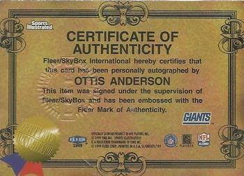1999 Sports Illustrated - Autographs #NNO Ottis Anderson Back