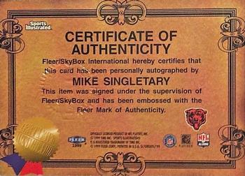 1999 Sports Illustrated - Autographs #NNO Mike Singletary Back