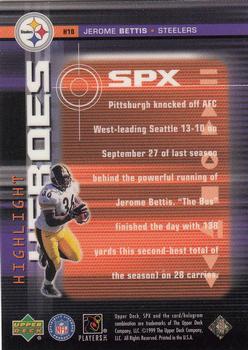1999 SPx - Highlight Heroes #H10 Jerome Bettis Back
