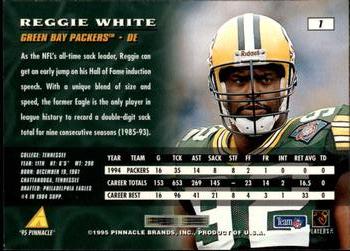 1995 Pinnacle #1 Reggie White Back